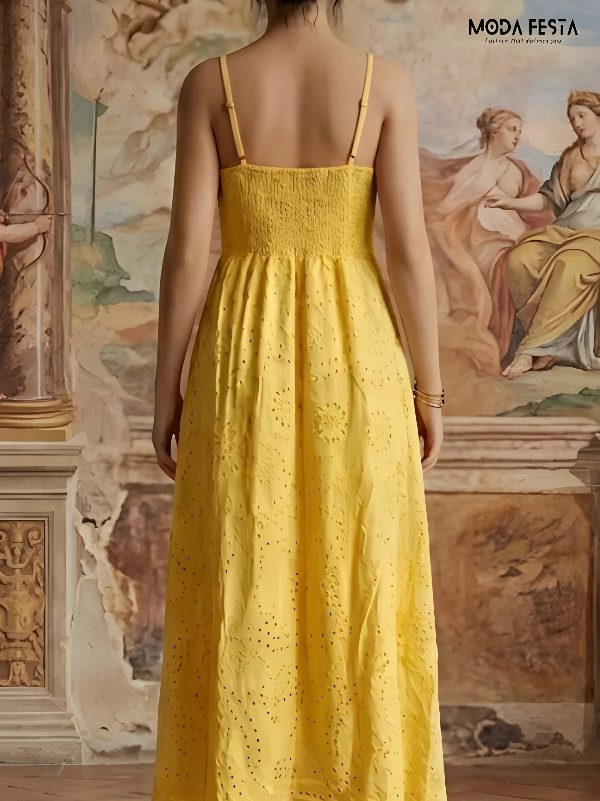 ModaFesta -chikan-spaghetti dress-yellow